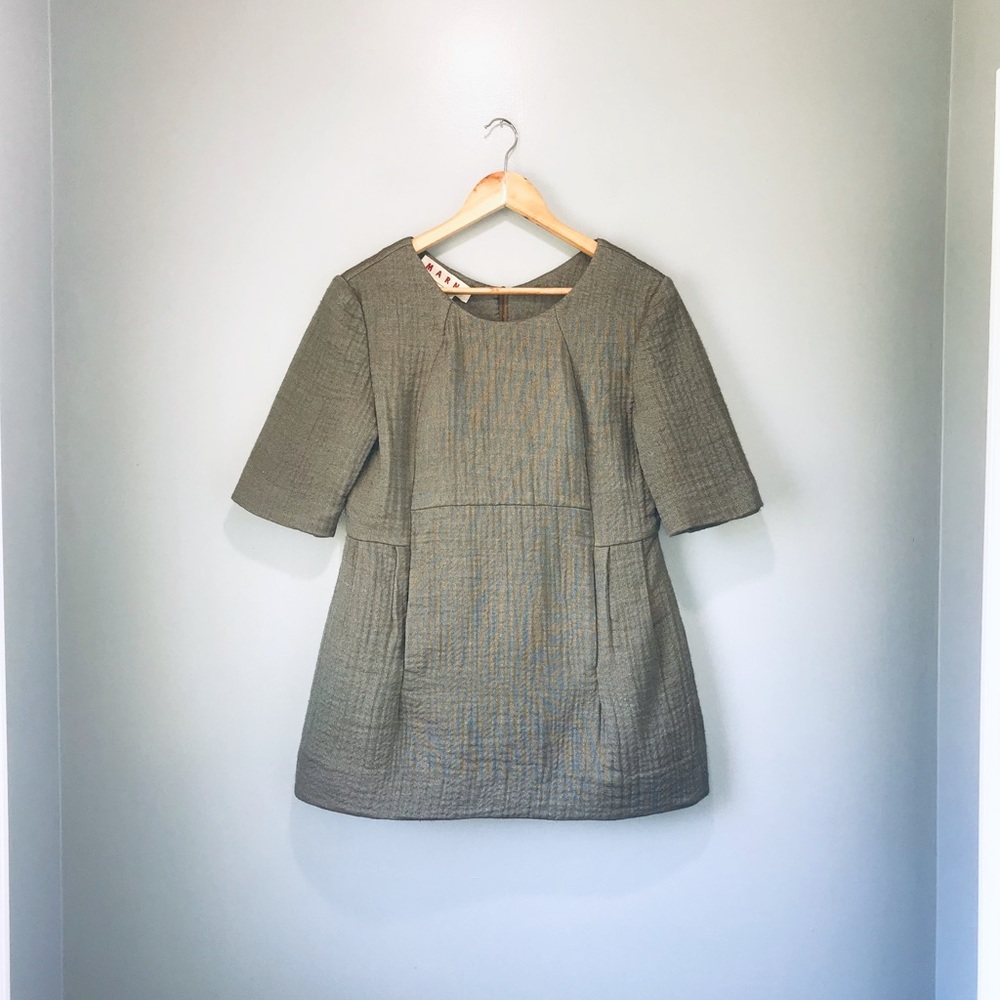 Marni Silk Blend Olive Green Wool Tunic Top